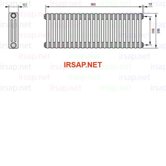 чертеж радиатора Irsap Tesi 30565-2230565-22-02-6V